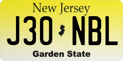 NJ license plate J30NBL
