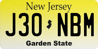 NJ license plate J30NBM