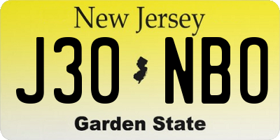 NJ license plate J30NBO
