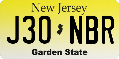 NJ license plate J30NBR