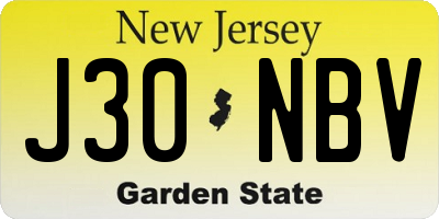 NJ license plate J30NBV