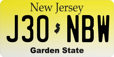 NJ license plate J30NBW