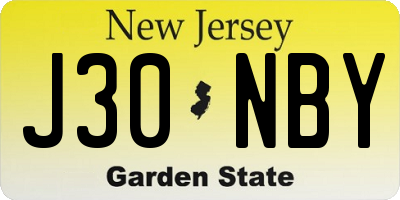 NJ license plate J30NBY