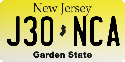 NJ license plate J30NCA