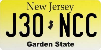 NJ license plate J30NCC