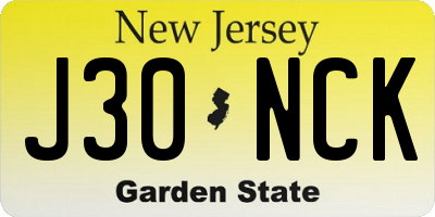 NJ license plate J30NCK