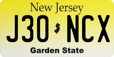 NJ license plate J30NCX