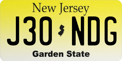 NJ license plate J30NDG
