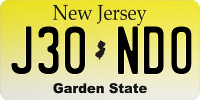 NJ license plate J30NDO