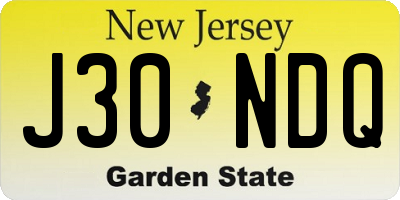 NJ license plate J30NDQ