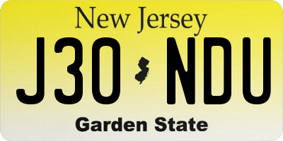 NJ license plate J30NDU