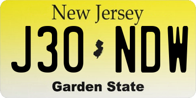 NJ license plate J30NDW