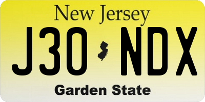 NJ license plate J30NDX