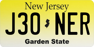 NJ license plate J30NER