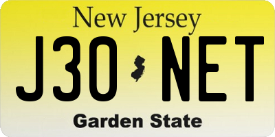 NJ license plate J30NET