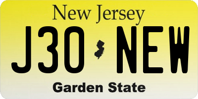 NJ license plate J30NEW