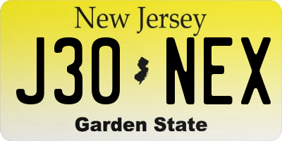 NJ license plate J30NEX