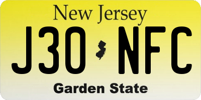 NJ license plate J30NFC