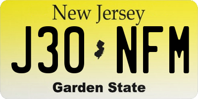 NJ license plate J30NFM