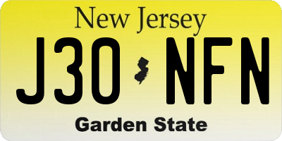 NJ license plate J30NFN