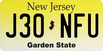NJ license plate J30NFU