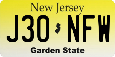NJ license plate J30NFW