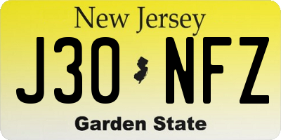 NJ license plate J30NFZ