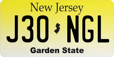 NJ license plate J30NGL
