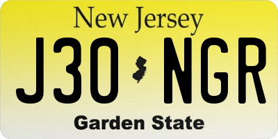 NJ license plate J30NGR