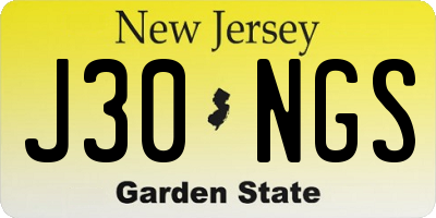 NJ license plate J30NGS