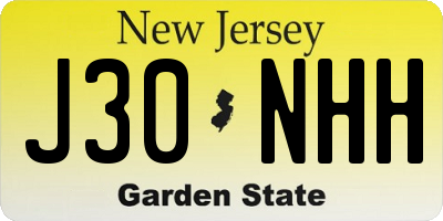 NJ license plate J30NHH