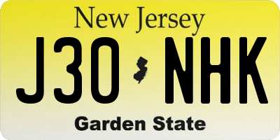 NJ license plate J30NHK