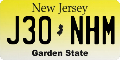 NJ license plate J30NHM