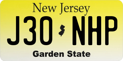 NJ license plate J30NHP