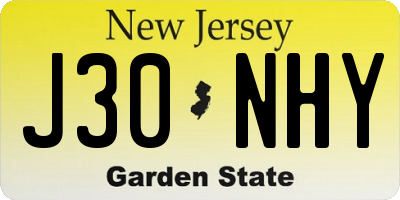 NJ license plate J30NHY