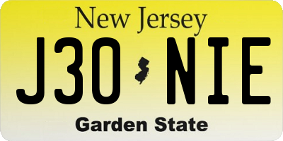 NJ license plate J30NIE