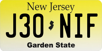 NJ license plate J30NIF