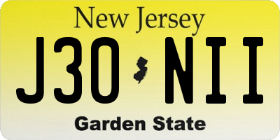 NJ license plate J30NII