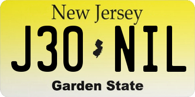 NJ license plate J30NIL