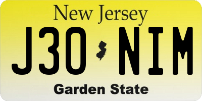 NJ license plate J30NIM