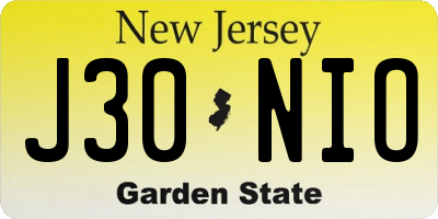 NJ license plate J30NIO