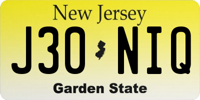 NJ license plate J30NIQ