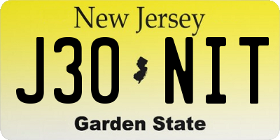 NJ license plate J30NIT
