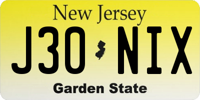 NJ license plate J30NIX