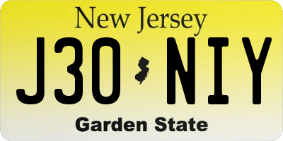 NJ license plate J30NIY