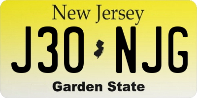 NJ license plate J30NJG