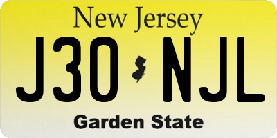 NJ license plate J30NJL