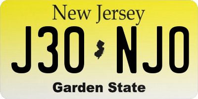 NJ license plate J30NJO