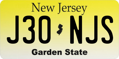 NJ license plate J30NJS