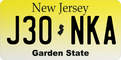 NJ license plate J30NKA